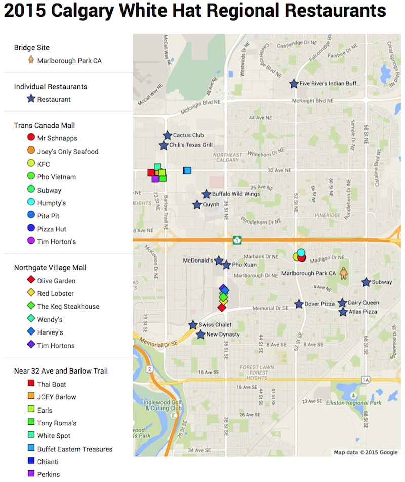 Map of Restaurants around Regional Site